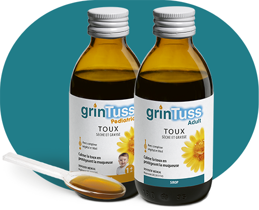 GRINTUSS sirop adulte 128 g contre la toux sèche ou grasse.